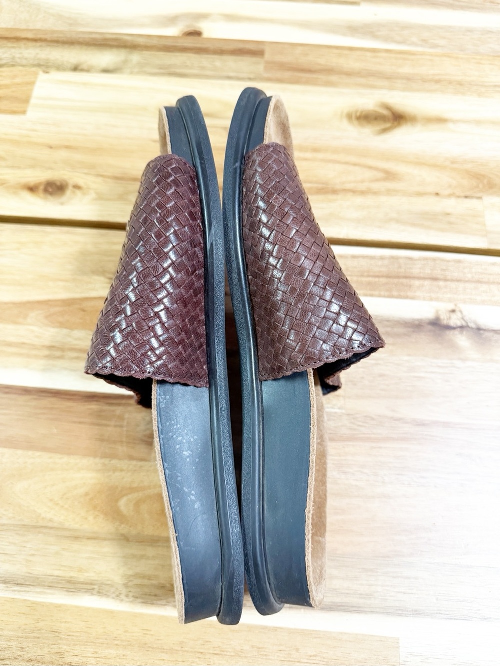 Vagabond Anthropologie Effie Woven Leather Brown Flat Dad Sandals Slip On 39 - Picture 10 of 15